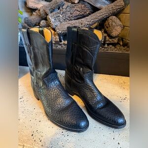 Justin Bull Shoulder Black Leather Boots
